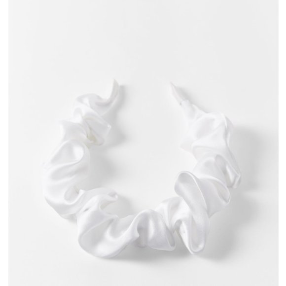 ZARA 100% MULBERRY SILK WHITE GATHERED BRIDAL HEADBAND main image 5